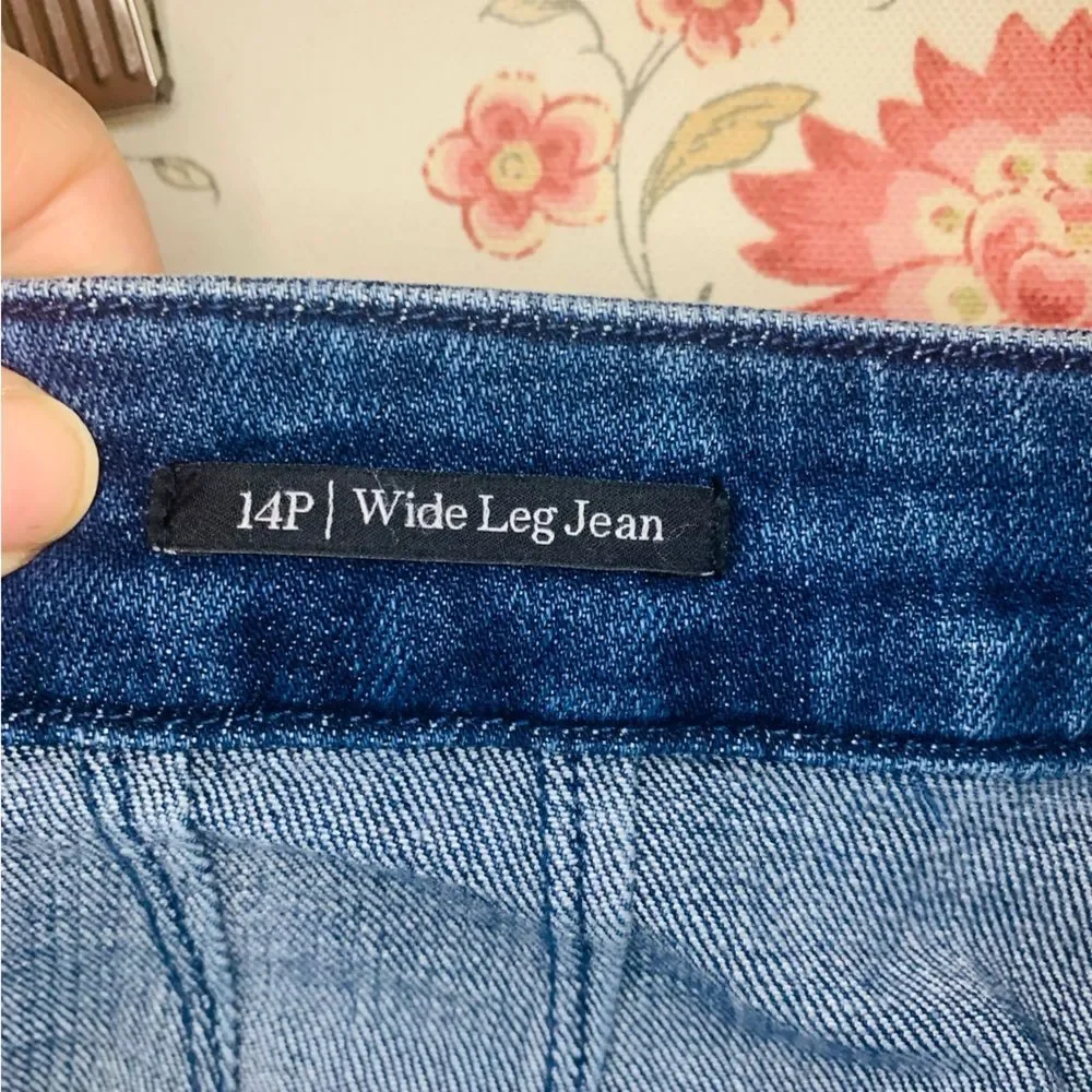 Talbots Dark Wash Wide-Leg Women’s Jeans 14 petite